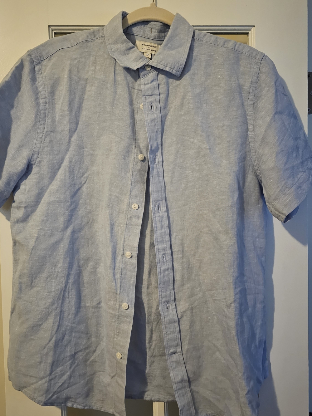 Banana Republic Light Blue Short-Sleeve Linen Button-Down Shirt